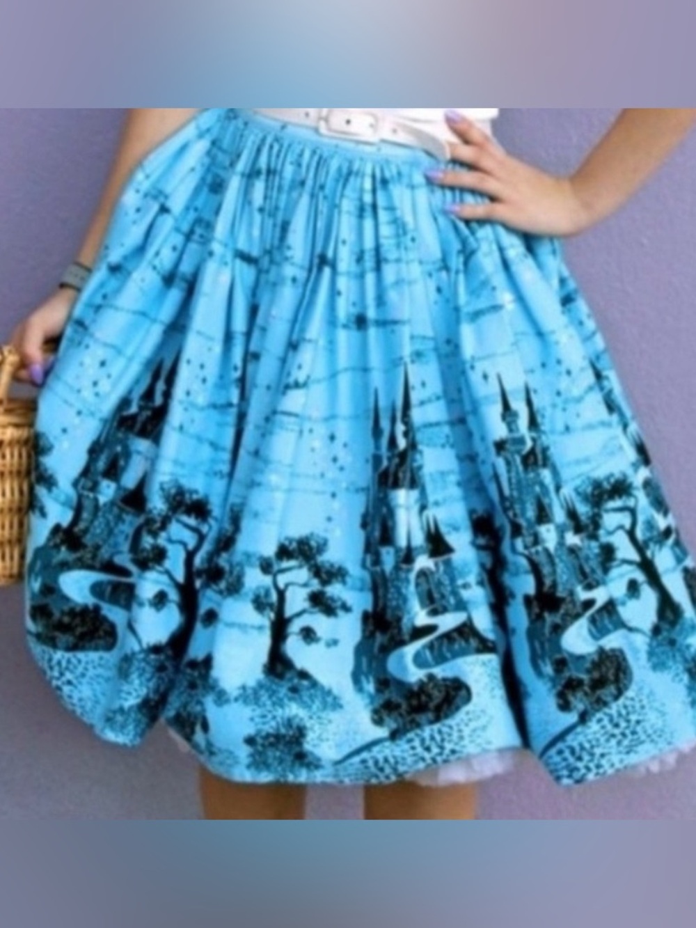 NWT Pinup Couture Blue Castle Fairytale Swing Dapper Skirt Size Small